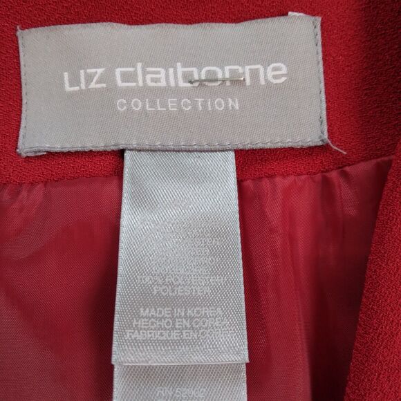 2 Piece Liz Claiborne Collection Red Sleeveless Shift Dress Jacket Holiday 12 - Picture 4 of 13